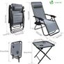 Zero Gravity Chair with Side Table, Set of 2, Deck Folding Recliner Sun Loungers Outdoor Chair with Cup and Phone Holder, Grey Image 4