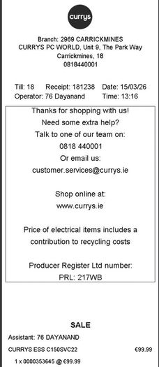 Curry's Essentials Cordless Vacuum