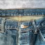 Levis 501 Original Button Fly Jeans W34 L26 - Distressed Ripped Cropped Blue Image 3