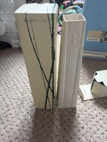 Two unopened Belleek Living vases