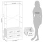 Clothes Rail with Drawers for Bedroom, with 4 White Fabric Drawers, 4 Side Hooks and Metal Frame 30D x 80W x 172H cm Image 3