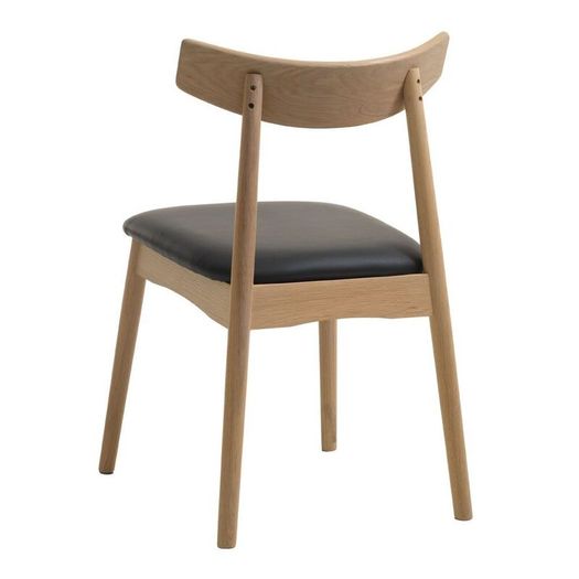 6 JYSK LYNGHOLM dining chairs: solid oak & black faux leather