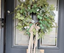 Faux eucalyptus wreath ,mixed foliage and bow detail