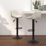 Bar Stool | Set of 2 | Cream | Velvet and steel | Adjustable | Modern Image 2