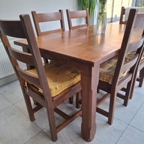 Walnut Solid Wood Dining Table & 6 Chairs