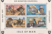 1974 Isle of Man The 100th Anniversary of the Birth of Sir Winston Churchill Commemorative Stamp Miniature Sheet Mint Never Hinged (MNH)