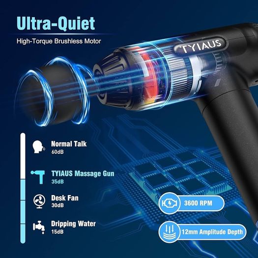 NEW SALE | Deep Tissue,30 Speeds Powerful Percussion Portable ,6 Massage Heads,LCD Touch Screen, Handheld for Muscle Pain Relief