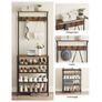 Coat rack with 5 shelves coat rack, clothes rack, wardrobe with 5 double hooks, shoe rack with 5 levels, one shelf above, for apartments, bedroom, hallway, industrial design, vintage brown-black Image 4