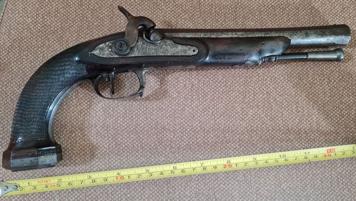 Antique 19th C. European Percussion Target Pistol - Signed "TROT" (c. 1840s)