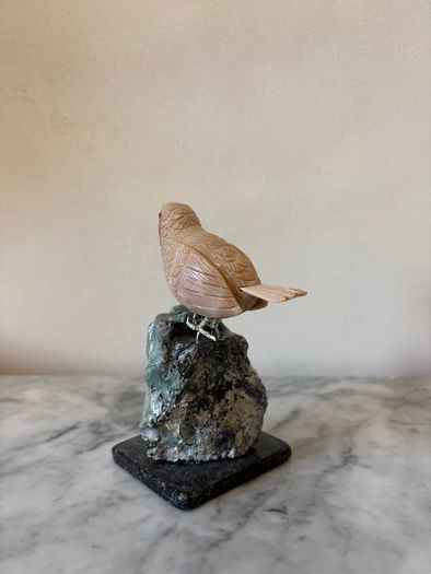 Hand-Carved Gemstone European Robin