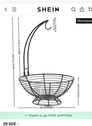 Fruit basket with banana hanger