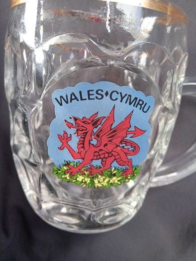 Vintage Half Pint Glass / Tankard  Wales+cymru