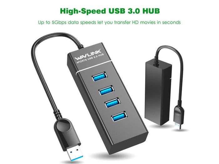 Wavlink 4 Ports USB 3.0 Multi HUB Splitter Expansion Desktop High Speed (Brand New/Warranty)