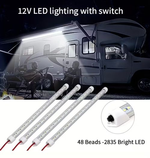 4pcs 12V RV Interior LED Strip Lights, Very Bright with Switch,