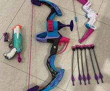 Two NERF Rebelle Bow & Arrow plus 2 Nerf Toy Gun