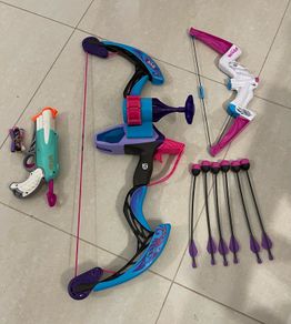 Two NERF Rebelle Bow & Arrow plus 2 Nerf Toy Gun
