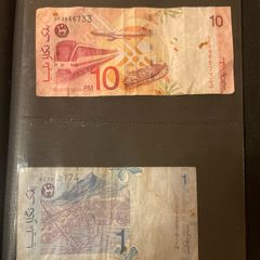 Malaysian  10 ringgit and 1 ringgit note 1998- 2001