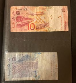 Malaysian  10 ringgit and 1 ringgit note 1998- 2001