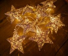 Christmas lights - gold glitter stars