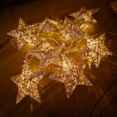Christmas lights - gold glitter stars