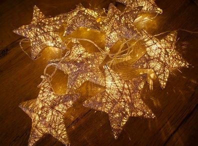 Christmas lights - gold glitter stars