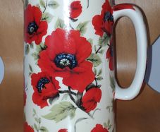 ShannonBridge Potteries Large Jug/vase with Red Poppies Pattern, H 17,5 cm