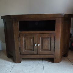 Solid Oak Corner Tv Unit