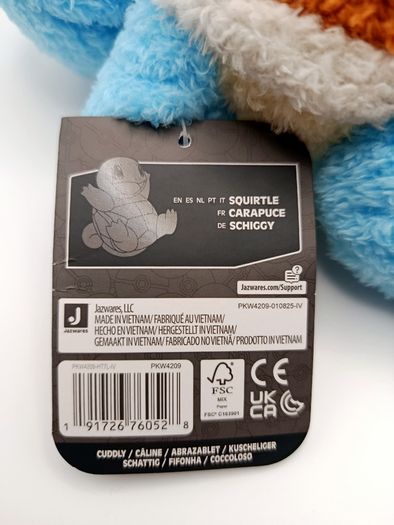 Pokemon Plush 2025 Squirtle Kanto Cuddly 20 cm PKW4209-010825-IV Jazwares New