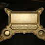 Antique Brass Desk Set Inkwell with Letter Holder with Art Nouveau motif 12" x 8" H-8" Image 10