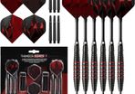 SALE | 24 Piece Steel Tip Dart Set with Brass Barrels, Flights and Aluminium Shafts, Series 1, Black/Red