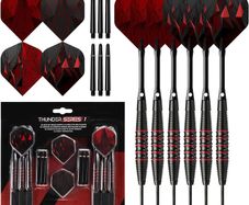 SALE | 24 Piece Steel Tip Dart Set with Brass Barrels, Flights and Aluminium Shafts, Series 1, Black/Red