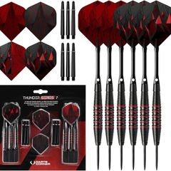 SALE | 24 Piece Steel Tip Dart Set with Brass Barrels, Flights and Aluminium Shafts, Series 1, Black/Red