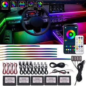 Full Colour Streamer Car Ambient Lights RGB 64 Color Universal LED Interior Hidden Acrylic Strip Symphony Atmosphere Lamp