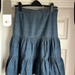 Oasis denim skirt with ruffle