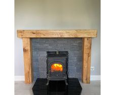 Oak Mantel & Uprights