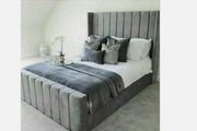 King 5ftottoman Storage Bed/headboard &amp; Orthopedic Mattress - Plush Grey Velvet.