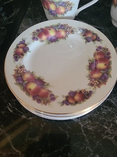Set of six fine bone china cups and saucers