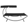 Outdoor Lounge Bed with Canopy Black Image 3