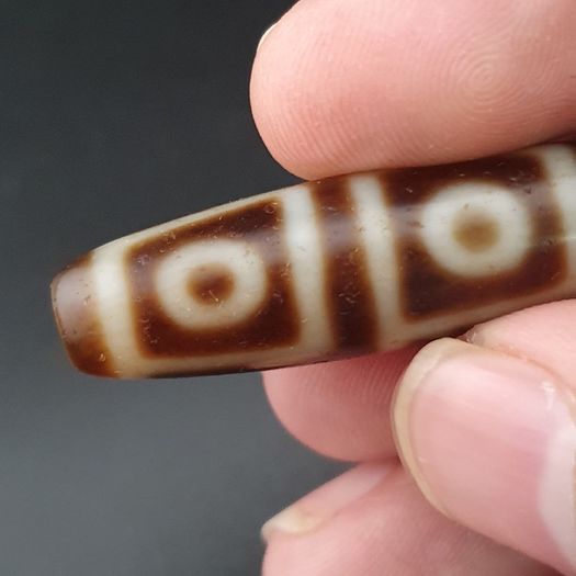 Anitque Himalayan 4 Eyes Tibetan Agate Bead Amulet