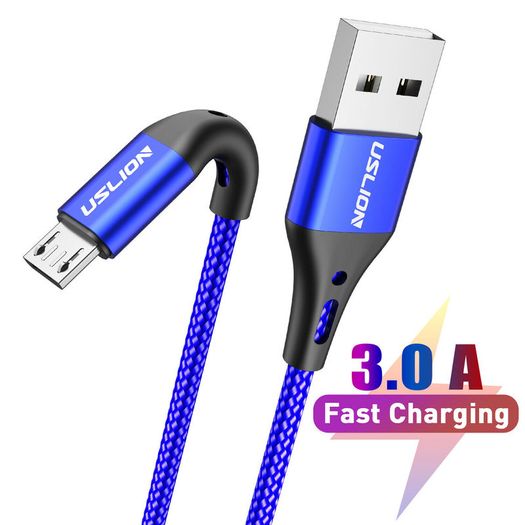 USLION Micro USB Fast Charging QC 3.0-2.0 2A (3M) & Data Sync Nylon Braided Cable (Brand New/Warranty)