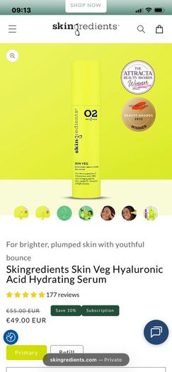 New SKINGREDIENTS Skin Veg Pre Serum Primary Pump ( Not A Refill )