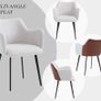 Set of 2 Kitchen Chairs PU Leather & Linen Beige | Modern Dining Chair with Metal Legs Image 3
