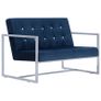 2-Seater Sofa with Armrests Blue Chrome and Velvet Image 6
