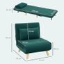 Folding armchair with bed function, foldable velvet-look recliner, adjustable backrest, up to 120 kg capacity, Dark green Image 2