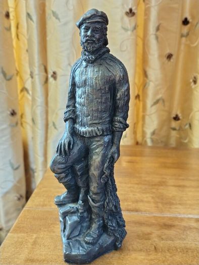 John Letts Fisherman Bronze Resin Sculpture
