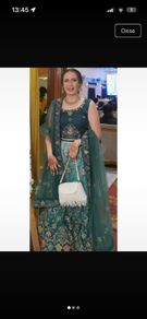 Green lehenga with beautiful multicoloured embroidery
