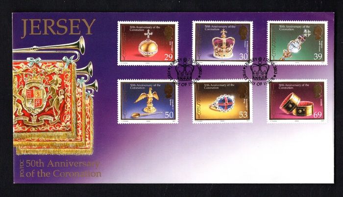 2003 Jersey 50th Anniversary of the Coronation: Coronation Regalia Commemorative Stamps First Day Cover (FDC)