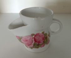 Vintage German Porcelain Shaving Scuttle / Shaving Mug - Floral Roses