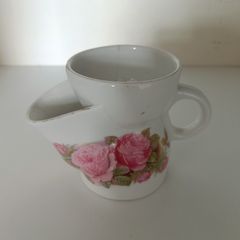 Vintage German Porcelain Shaving Scuttle / Shaving Mug - Floral Roses