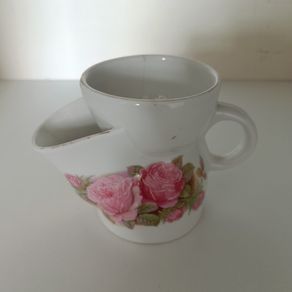 Vintage German Porcelain Shaving Scuttle / Shaving Mug - Floral Roses